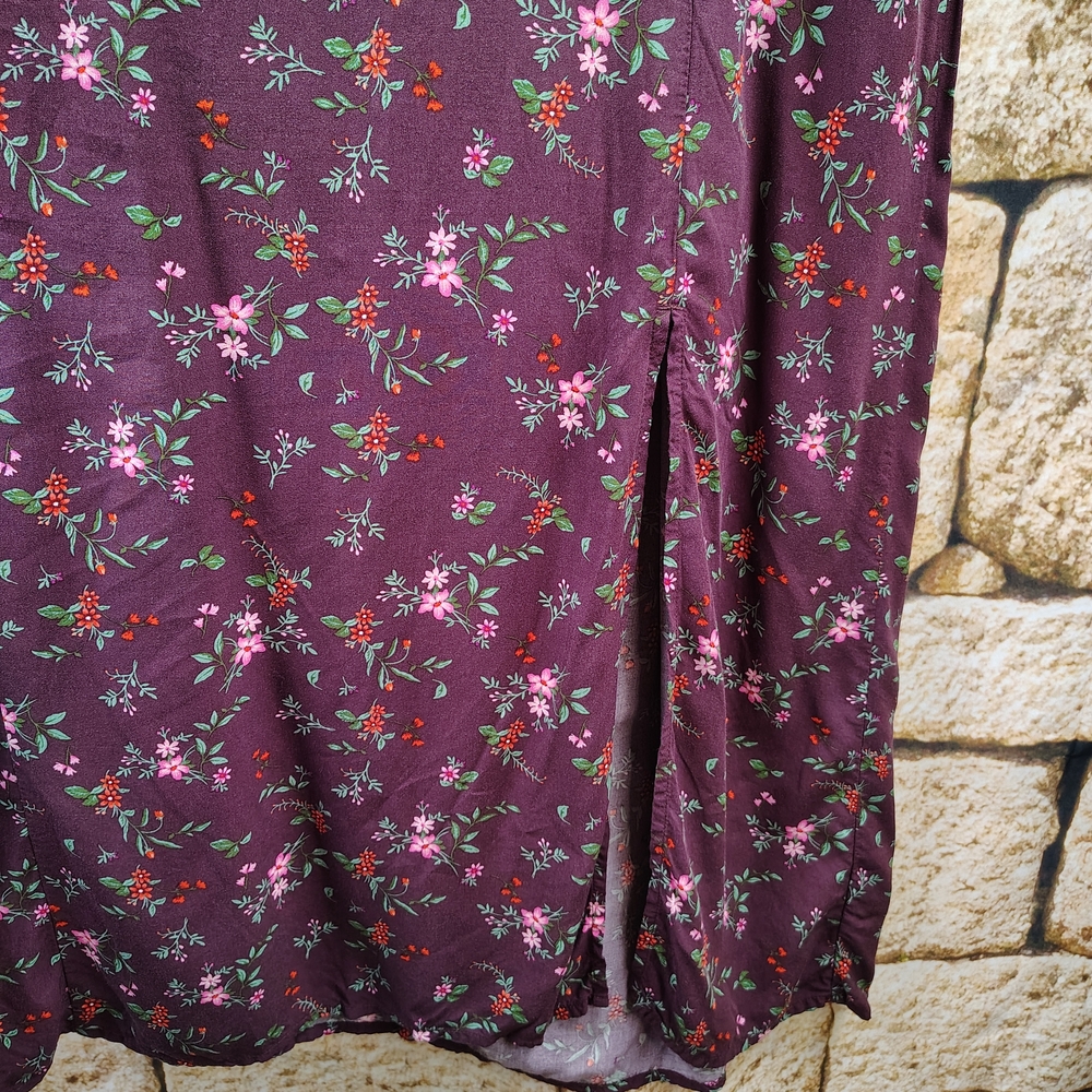 Old Navy Purple Floral Dress Puff Sleeve Open Back Size Medium - Picture 11 of 14